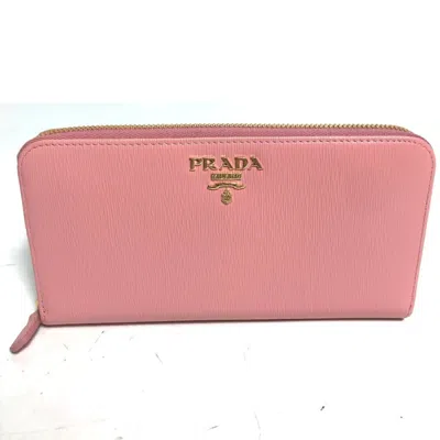 Pre-owned Prada Pink Saffiano Metal Long Wallet (bi-fold) ()