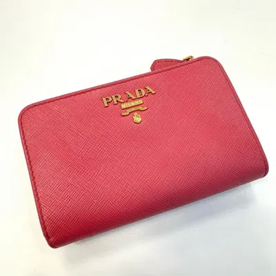 Pre-owned Prada Pink Saffiano Metal Wallet (bi-fold) ()