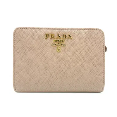 Pre-owned Prada Pink Saffiano Wallet (bi-fold) () In Multi