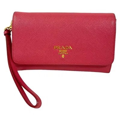 Pre-owned Prada Pink Saffiano Wallet (bi-fold) ()