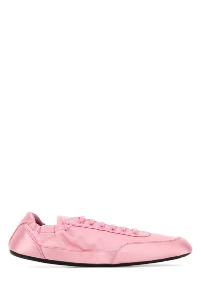 Prada Collapse Satin Sneakers In Pink