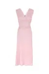 Prada Satin Dress With Lace Detailing And V-neckline In Pink