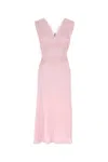 Prada Satin Dress With Lace Detailing And V-neckline In Rosa