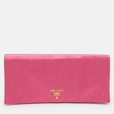 Pre-owned Prada Pink Satin Pouch Clutch