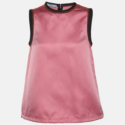 Pre-owned Prada Pink Satin Sleeveless Tops S