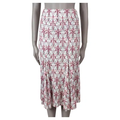 Pre-owned Prada Pink Silk 2018 Floral Midi Skirt 38 Xs
