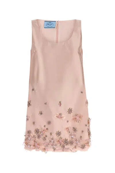 Prada Crystal-embellished Mini Dress In Multicolor