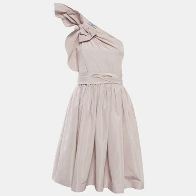 Pre-owned Prada Pink Silk Blend One Shoulder Mini Dress S