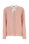 Prada Button-down Silk Shirt In Alabastro