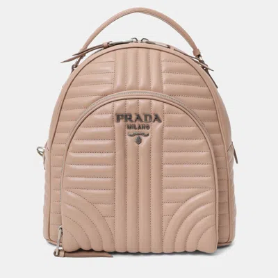 Pre-owned Prada Pink Soft Calf Impunture Diagramme Backpack