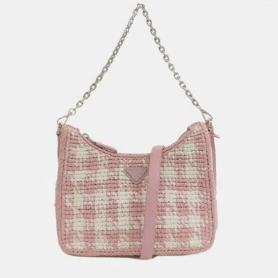 Pre-owned Prada Pink Straw Handbag