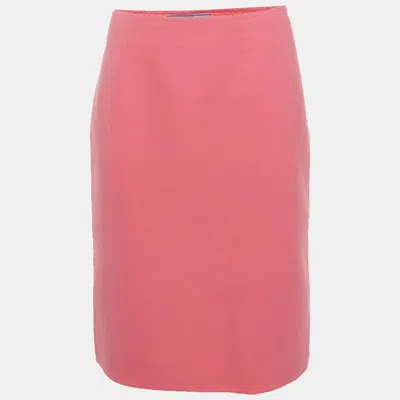 Pre-owned Prada Pink Stretch Cotton Pencil Skirt L