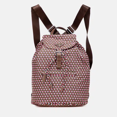 Pre-owned Prada Pink Tessuto Stampato Backpack
