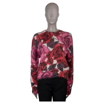 Pre-owned Prada Pink White Mohair 2019 Rose Sweater 42 M