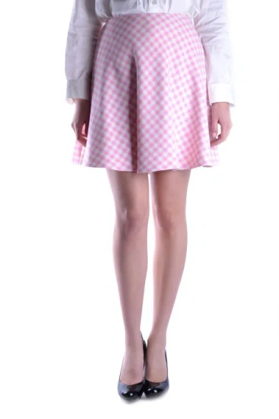 Prada High-waisted A-line Skirt Checkered Pattern In Pink