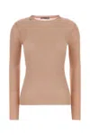 Prada Wool Sweater Long Sleeves Crew Neck Ribbed In Brown