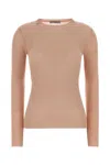 Prada Wool Sweater Long Sleeves Crew Neck Ribbed In Pink