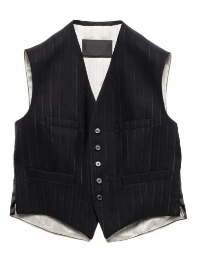 Prada Pinstripe Five-button Vest In Black