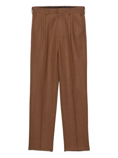 Prada Pinstripe Pleated Trousers In Brown