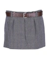Prada Gessato Belted Paperbag Skirt In Gray