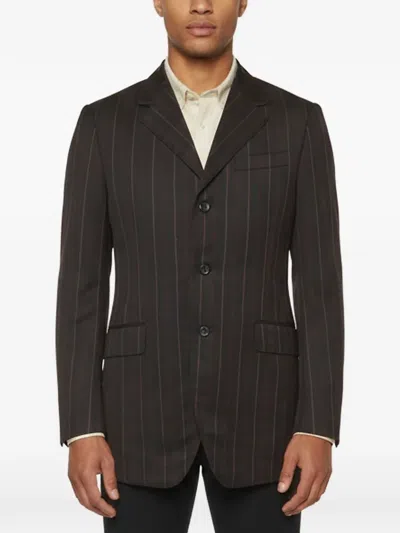 Pre-owned Prada Pinstripe Single-breasted Blazer In Brown