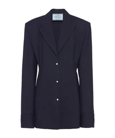 PRADA PRADA PINSTRIPE SINGLE-BREASTED SHIRT JACKET