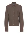 Prada Pinstripe Wool Shirt Jacket In Brown