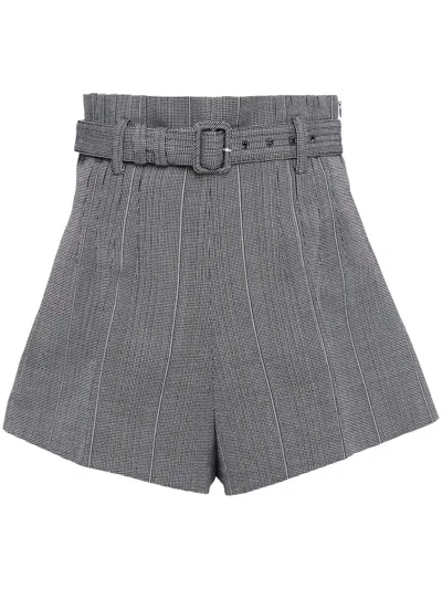Prada Pinstripe Wool Shorts In Black