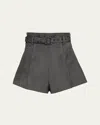 Prada Pinstriped Wool Shorts In Fumo