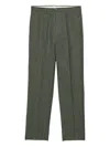 Prada Pinstripe Wool Trousers In Green