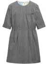Prada Pinstriped Wool Minidress In Grey