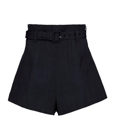 Prada Pinstriped Wool Shorts In Navy Blue