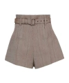 Prada Pinstripe Wool Shorts With Belt In Tobacco Color