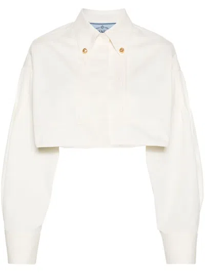 Prada Pintuck-detail Cropped Jacket In White