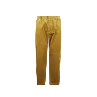 Prada Pinwale Corduroy Trousers With Velvet Texture And Tailored Fit In Yellow