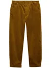 Prada Mens Yellow Pinwale Triangle-plaque Corduroy Cotton Trousers In Yellow