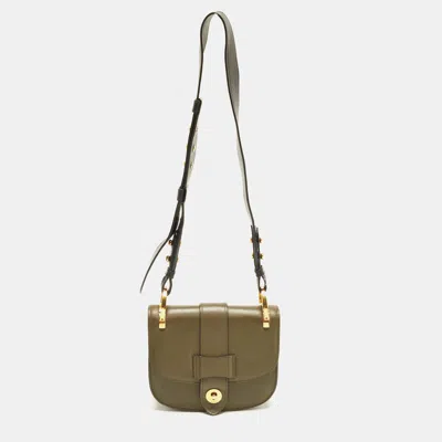 Pre-owned Prada Pionniere Olive Green Leather Saddle Bag