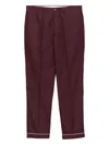 Prada Piped-trim Cotton Trousers In Burgundy