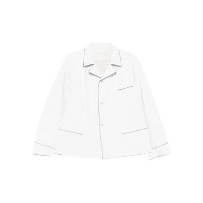 Prada Lapel Long Sleeve Shirt In White