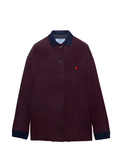 Prada Piqué Blouson Jacket In Burgundy