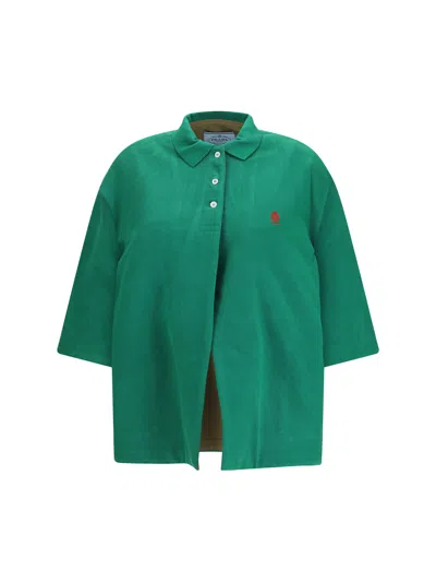 Prada Pique Cotton Jacket In Green