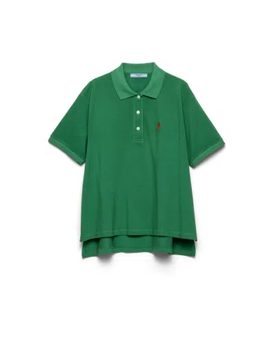 Prada Piqué Polo Shirt In Green