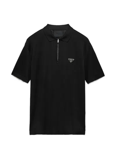 Prada Black Cotton Polo Shirt