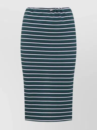 Prada Piquet Cotton Skirt Signature Patch In Blue