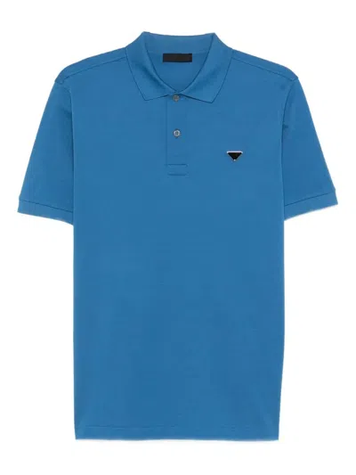 Prada Piquet Polo Shirt In Blue