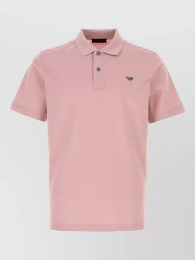 Prada Piquet Polo Shirt Short Sleeves Collar In Pink