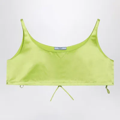 Prada Pistachio Silk Duchesse Mini Top In Green