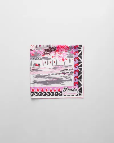 PRADA PITTORESQUE-TUCH AUS SEIDE MIT PARIS-PRINT 90 X 90