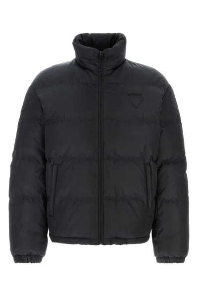 Prada Slate Re-nylon Down Jacket In Black
