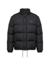 Prada Padded Jacket High Collar Elasticated Cuffs In Nero